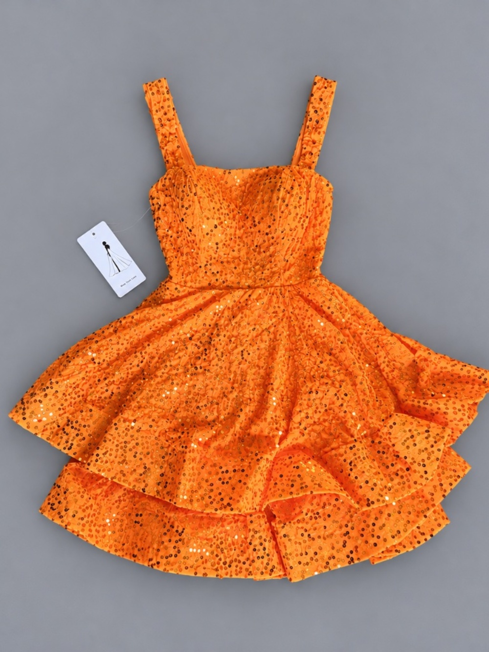 Wear Your Love Orange Sequin Ruffle Mini Dress Size 4 NWT